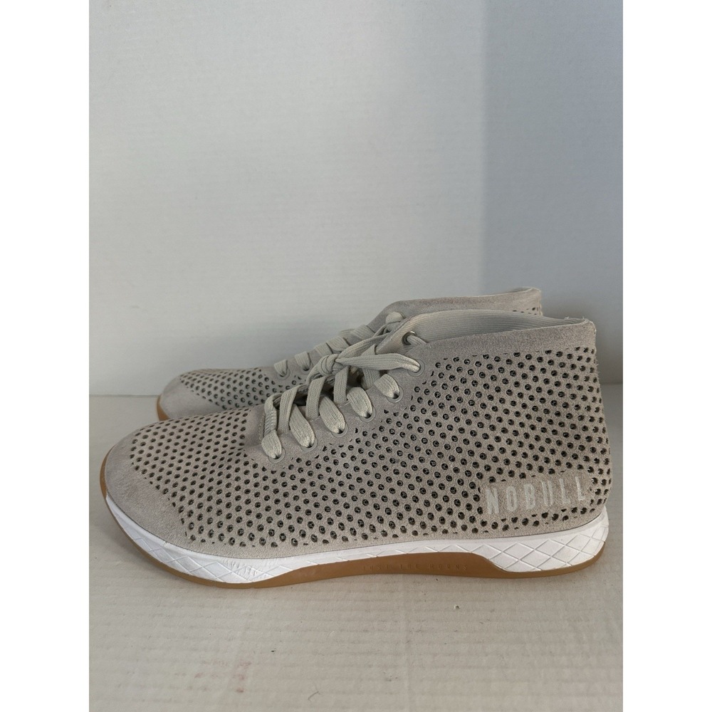 NOBULL Outwork Mid Perforated Suede Trainer Beige Gum Mens Size 10.5